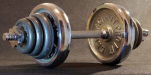 Image of an adjustable dumbbell.