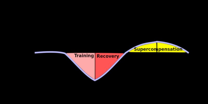 Picture showing a graph of how supercompensation occurs after a training stimulus.