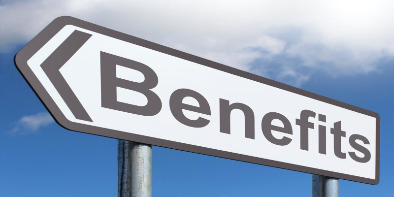 Image of a road sign saying, “benefits”.