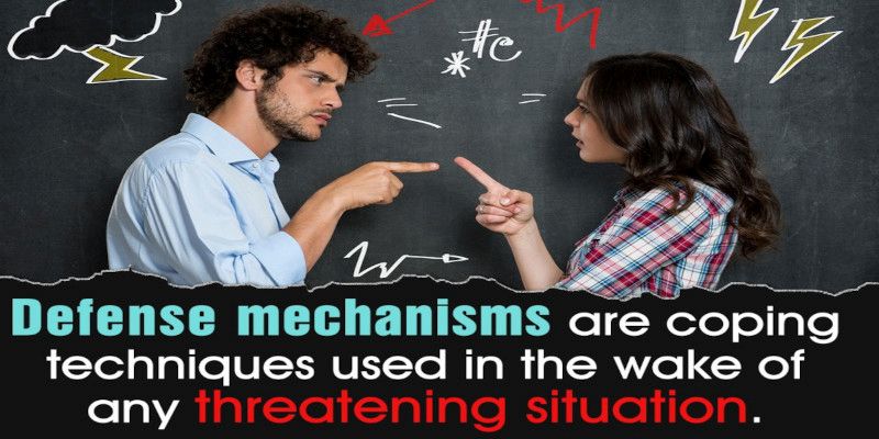 Picture showing two people using defensive mechanisms in a threatening situation