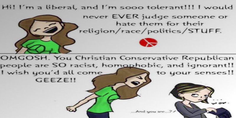 A satirical illustration depicting intolerance.