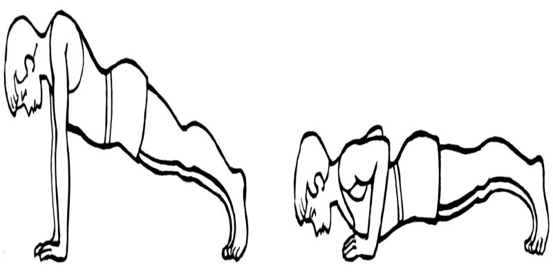 Illustration of a person performing push-ups.