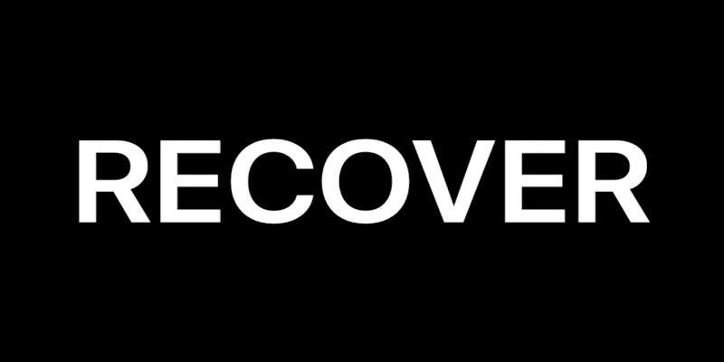 Image of the word “recover” written in white letters on a black background.