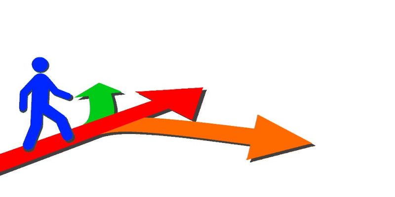 Illustration of a clip art walking a line with at the end three different arrows depicting three different choices.