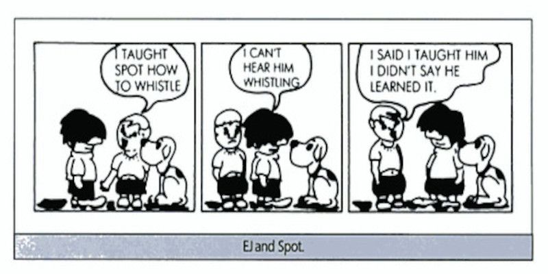 A funny illustration about teaching versus learning.