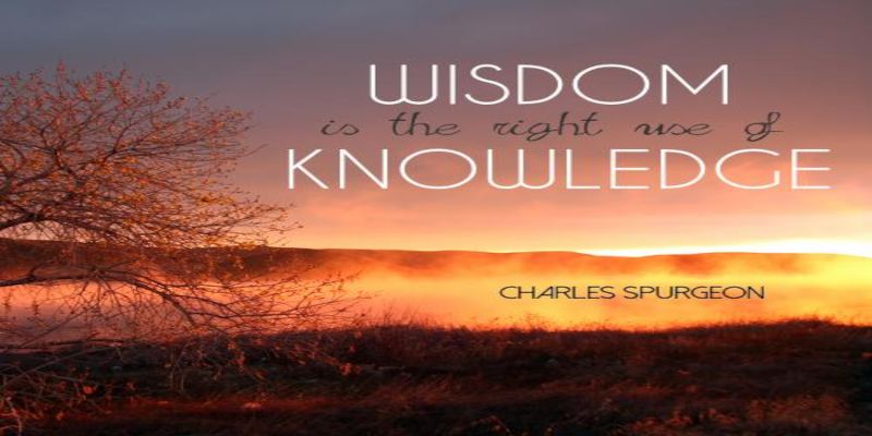 The quote, “wisdom is the right use of knowledge.”